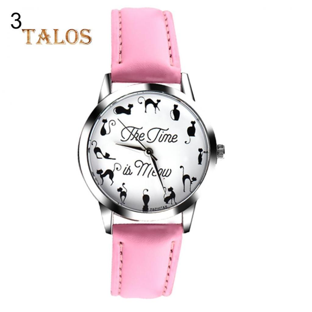 Cheap Novelty Cat Letter Dial Quartz Moment Faux Leather Band Couples