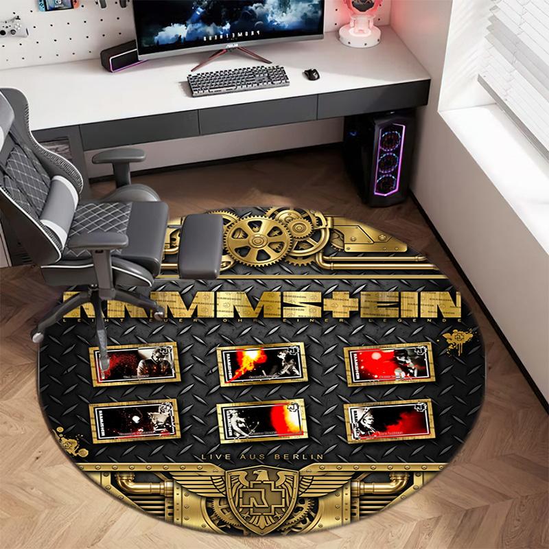 Famous German Rock Heavy Metal Band Rammstein Tile Lindemann Circular Carpet Decoration Anti Slip Home Table and Chair Mat Aisle Door Mat Carpet D15