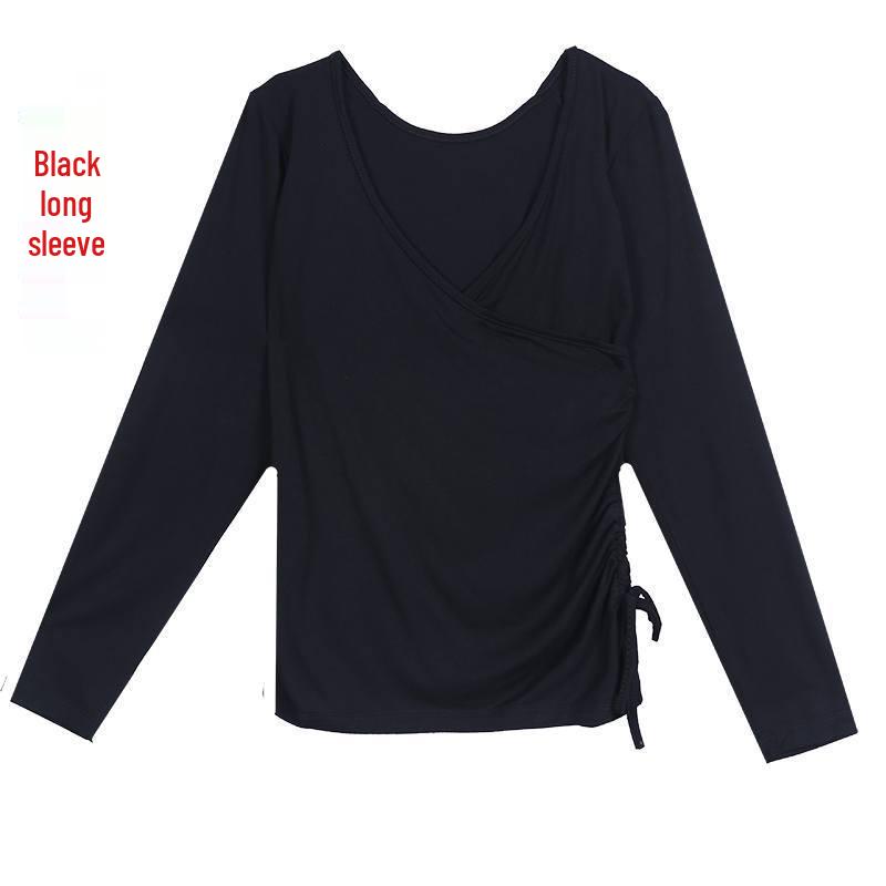 Women s V-Neck Modal Long Sleeve Dancewear Top for Latin  Ethnic Dance Practices L