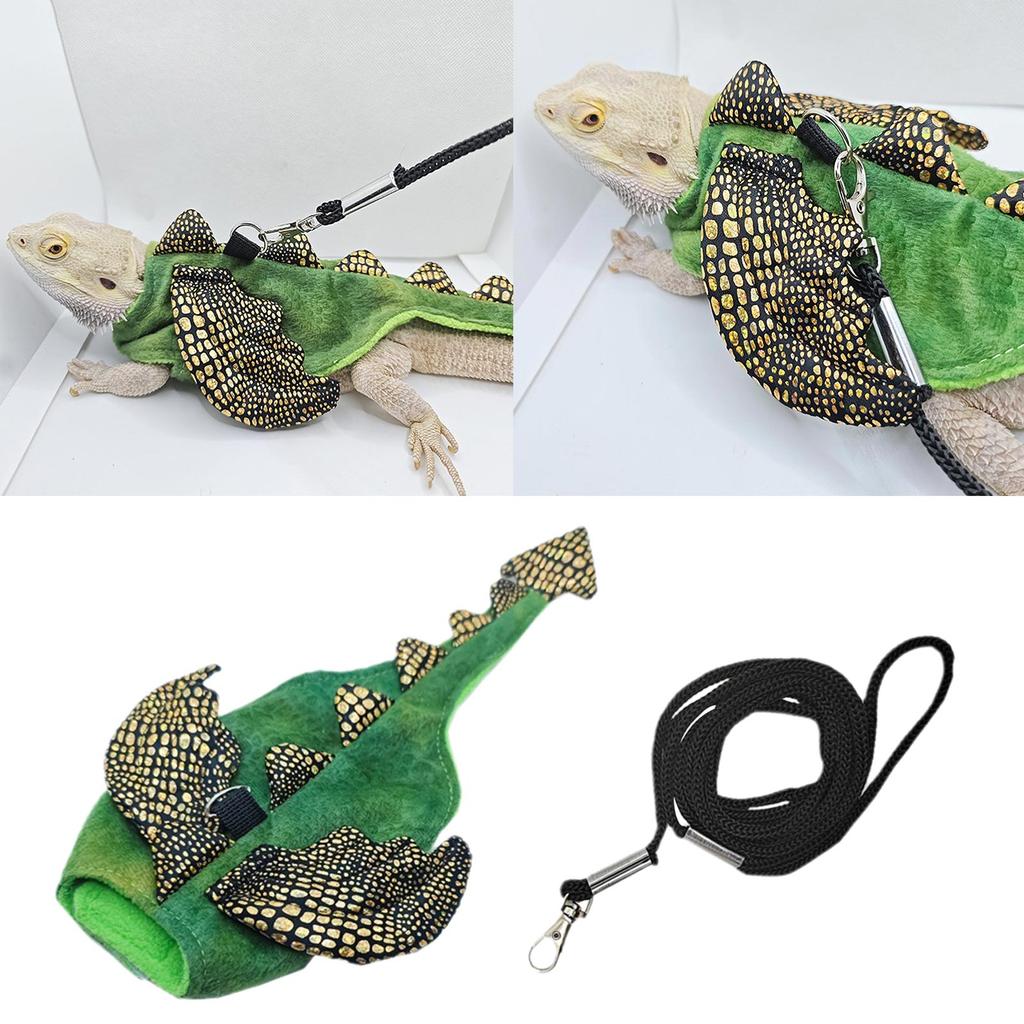 BeardedDragon Harness with Leash Warm Costume Chest Harness for Lizards Reptiles Clothes Outdoor Activity Training Suit