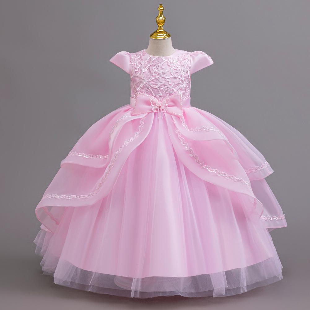 

Праздничное платье для девочки с вышивкой, платье подружки невесты для детей - длинное принцессное вечернее платье 140 cm розовый