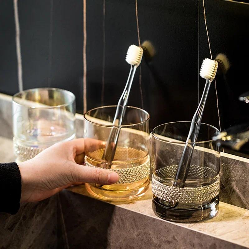 Light Luxury Glass Mouthwash Cups Home Bathroom Couple Mouthwash Cup High End Bathroom Glass Exquisite Transparent Cup