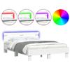 VidaXL Bed Frames with Headboard and LED, Double Bed with Slatted Base, Adult Bedroom Bed, White 135x190 Cm Wood 3207567