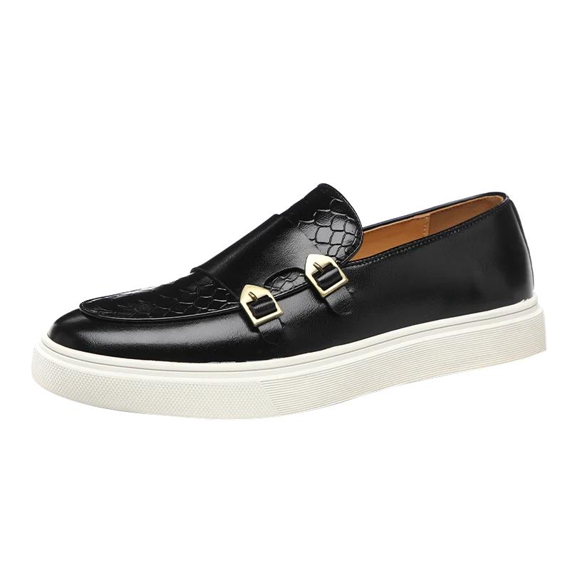 Fashion 2025 New Men Casual Leather Loafers Fashion Buckle Trendy Party Wedding Shoes Comfortable Driving Flats Designer Business Shoes