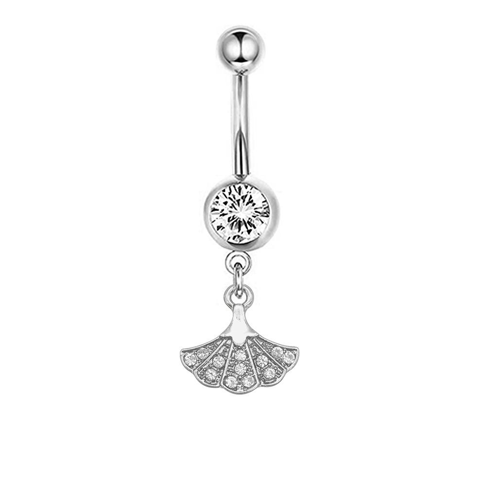 1Pcs Stainless Steel Long Navel Nail Butterfly Heart Five-pointed Star Pendant Navel Ring Piercing Jewelry
