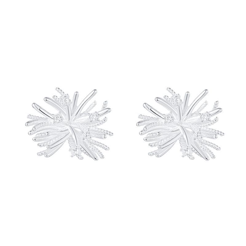 Cuiyan S925 Silver Fireworks Stud Earrings - High-End Autumn/Winter Style for Women, Trendy Korean Design