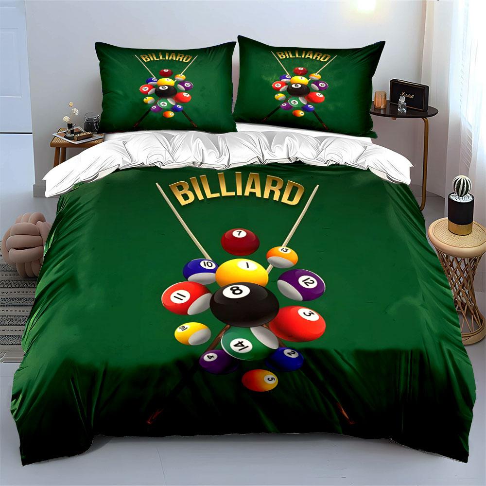 Grosstor Unisex Billiard Balls And Cues Set Multiple Sizes Kid's And Adults' Bedroom Exquisite 3Pc Bedding Set, Gift