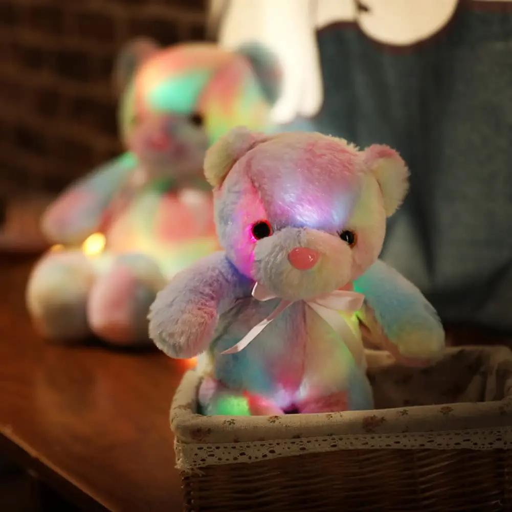 28cm LED Light Luminous Teddy Bear Plush Toys Colorful Glowing Teddy Bear Plushies Dolls Stuffed Animals for Girls Kids Birthday