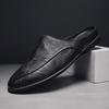 Sommer Herrenschuhe Casual Fashion Herren Halbschuhe Echtes Leder Halb Slipper Atmungsaktive Slip on Lazy Driving Schuhe Herren