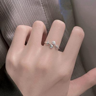 Frauen Ring Temperament Glänzend Strass Intarsien Funkelnden Einstellbare Öffnung Dekorative Geschenk Damen Elegante Tulpe