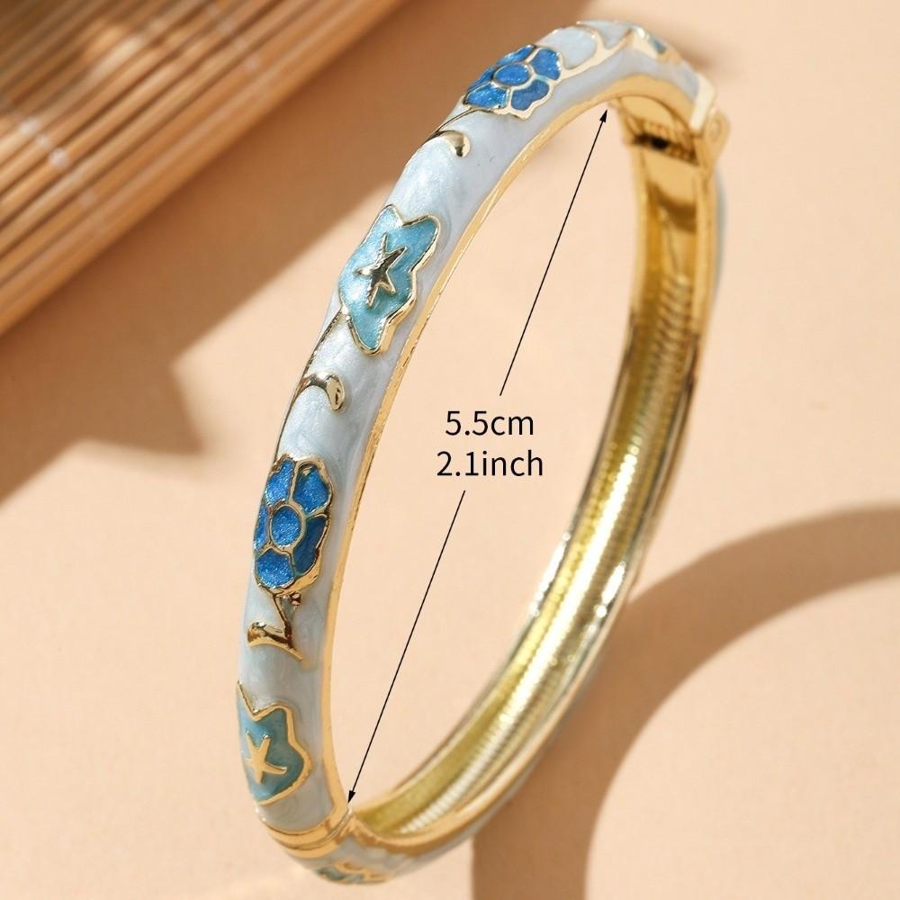 Ethnic Style Vintage Cloisonne Bangle Opening Enamel Bracelet Women's Hand Bracelet  Jewelry Gifts