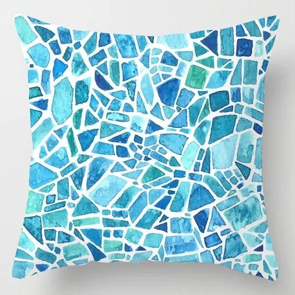 Modern Navy Blue Geometric Cushion Cover Nordic Abstract Marble Throw Pillow Case For Sofa Living Room Home Decor 40X40Cm