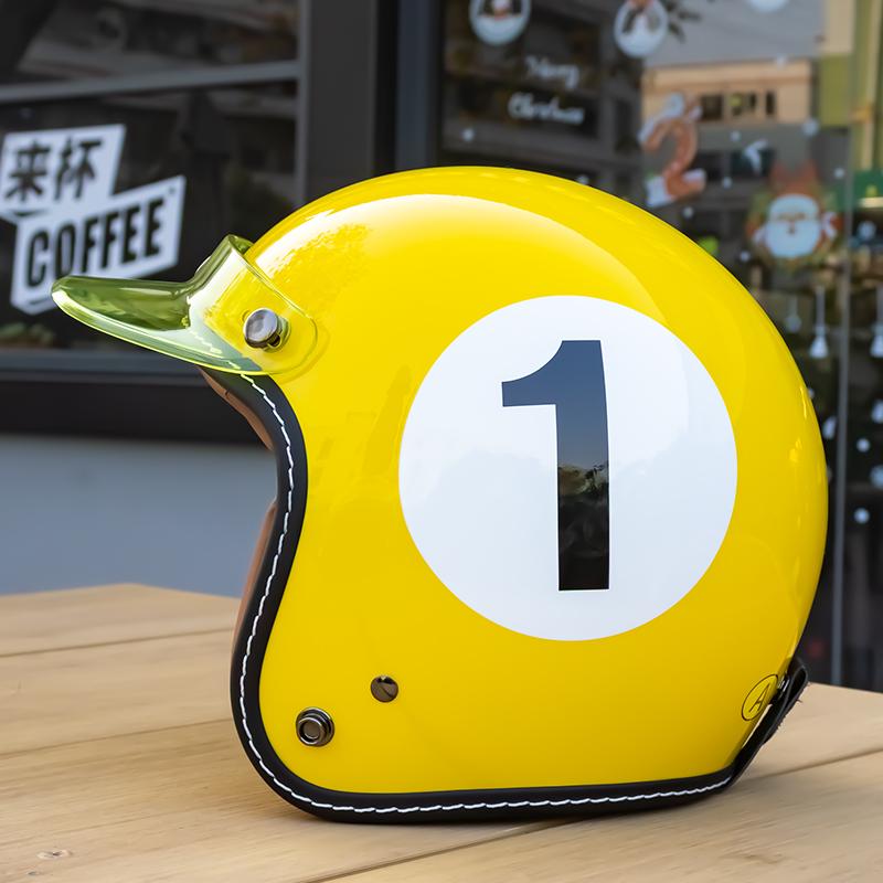 Retro Lady Motorcycle Helmet with Visor 3/4 Coverage Yellow 1 Personalized Unisex Vintage Style Protective Headwear