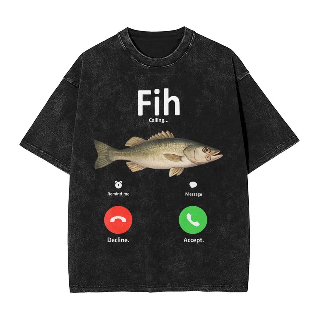 Cahfih Funny Catfish Fih Meme Washed T Shirt Man Y2k Basic Cotton T Shirts Summer Oneck Harajuku Tees Loose Oversized Clothing