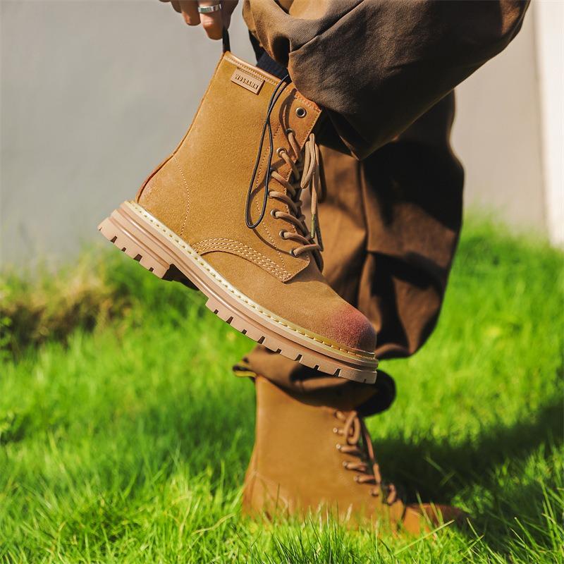 3370 Martin Boots for Men and Women Couples Mountaineering Hiking Rhubarb Boots Retro Tooling Autumn and Winter High-top Leather Boots