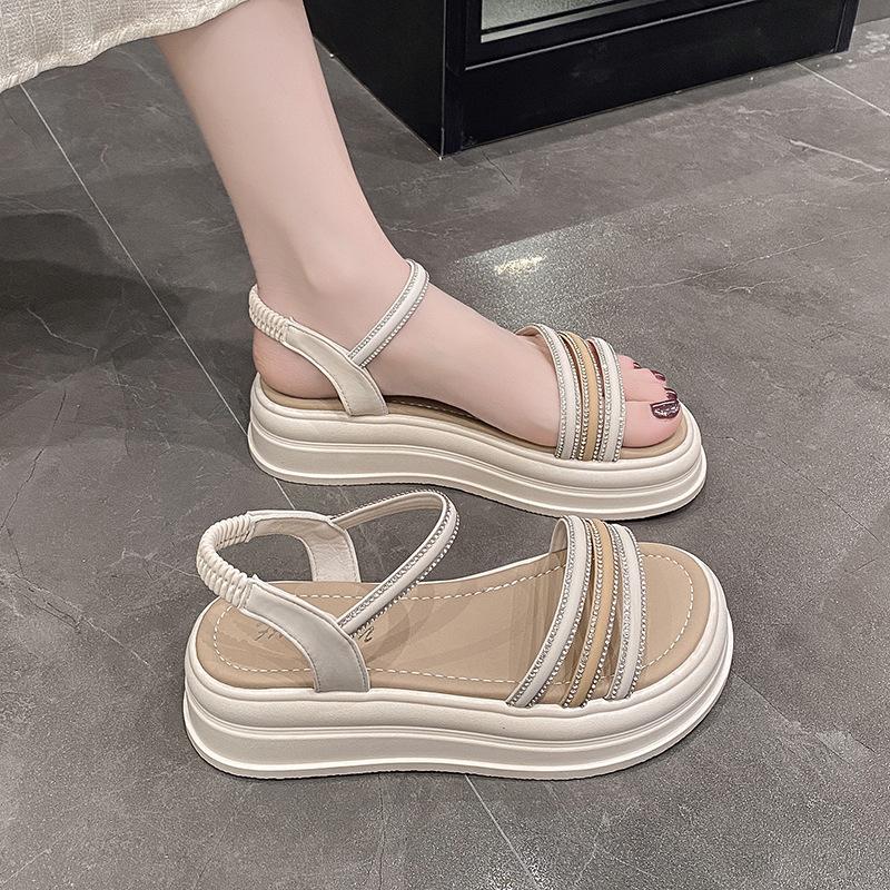 Thick Bottom Sandals Female Summer Outside Wear Fairy One Word with Skirt Roman Comfortable Beach Women Shoes Fashion Women Summer Breathable Shoes