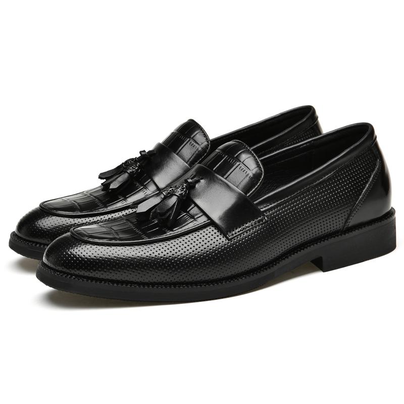 Big Size 36-45 Oxfords Leather Men Shoes Fashion Casual Pointed Toe Formal Business Wedding Dress Shoes Mens Slip On Shoes Retro