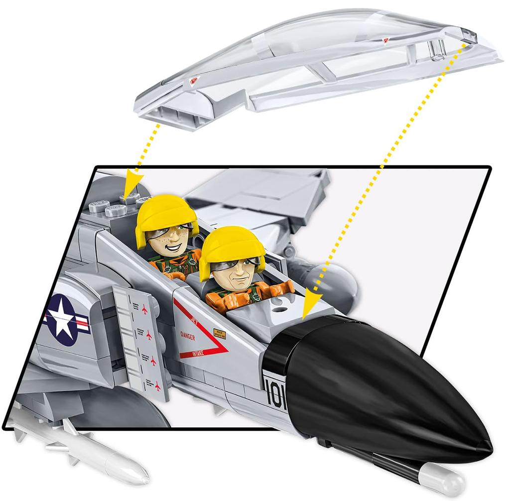 COBI Building Blocks Toy: U.S. Air Force F-4 Phantom II Fighter Plane At Midway, 1/48 Scale, 703 Pieces, Compatible with Lego [MADE IN EU], 5897
