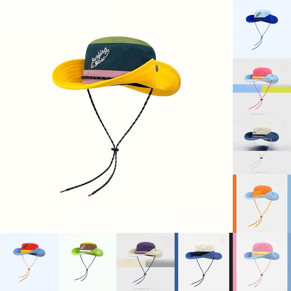 Style Vintage Patchwork Fisherman Hat With Sun Protection For Outdoor Activities
