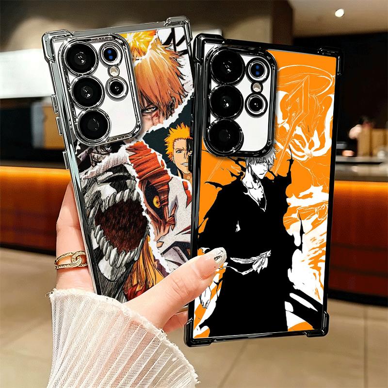 Bleach Kurosaki Ichigo Plating Phone Case For Samsung Galaxy S24 S25 FE S26 Edge S23 Ultra S22 S21 Plus S20 Anti-Fall Airabag Co