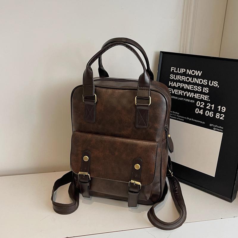 

Ретро женский рюкзак PU рюкзак большой емкости кофейный