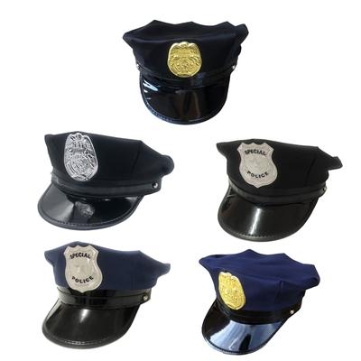 Stylish Cosplay Hat Military Hat for Police Cap with Badge Sailor Hat Octagonal