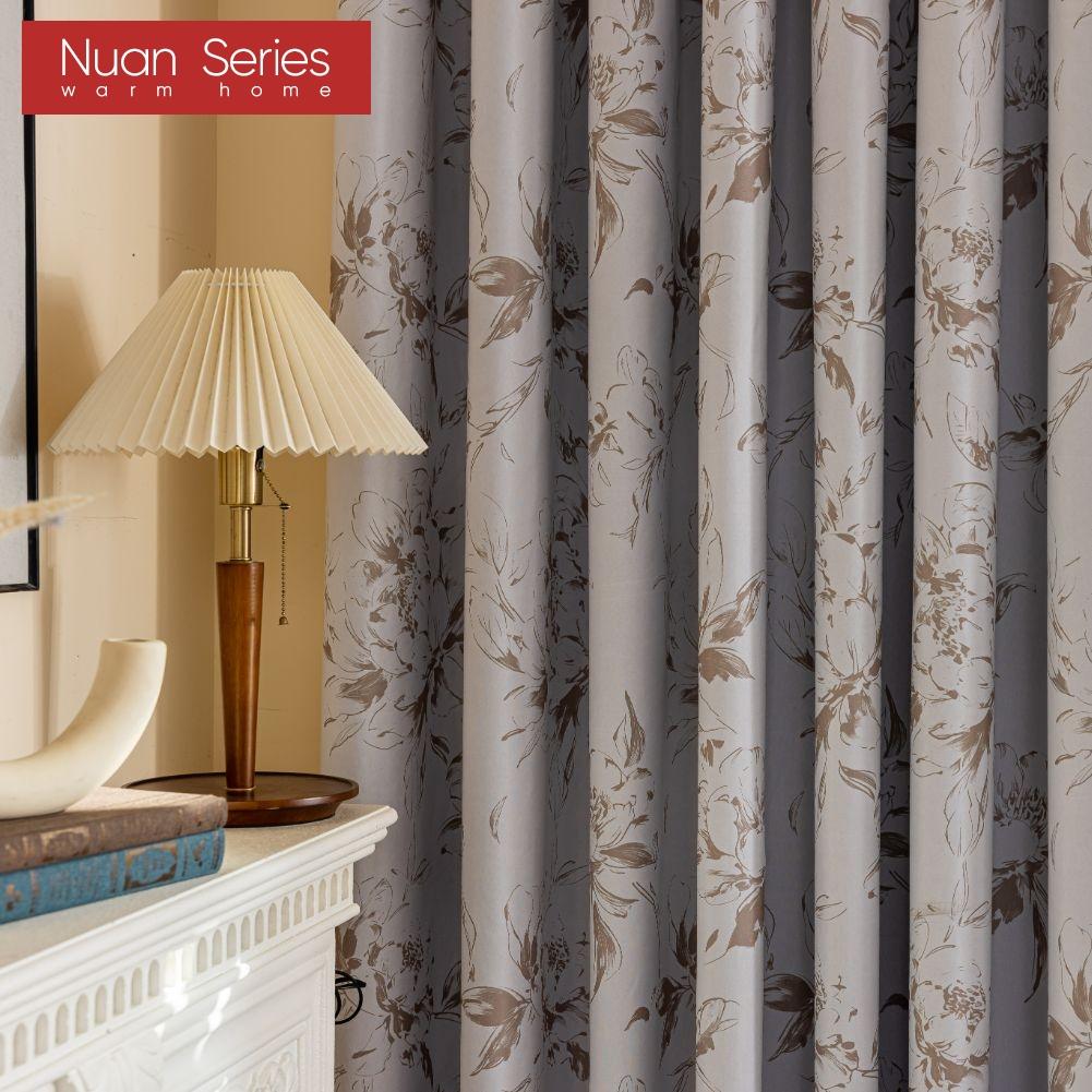 1PC Nuan Series French Retro Style Floral Printed Curtains 100% Fully Blackout Curtains for Bedroom Living Room Balcony Window for Home Decor