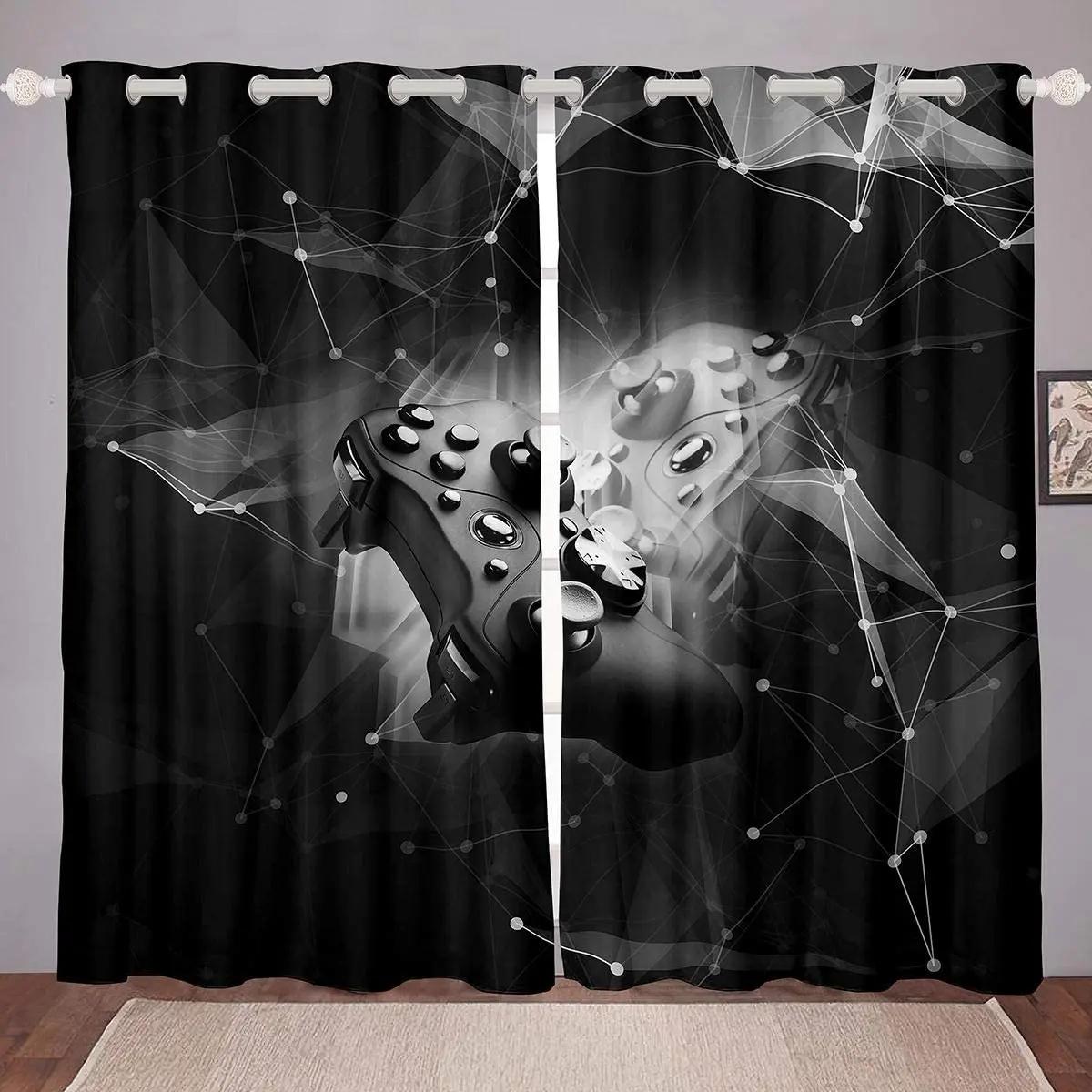 

Шторы для окон с игровой ручкой для мальчиков, декор для спальни, гостиной, детей и подростков, играющих в видеоигры, принт, украшения для окон, 2 шт. W50xH130(CM)x2pcs&Grommet Top