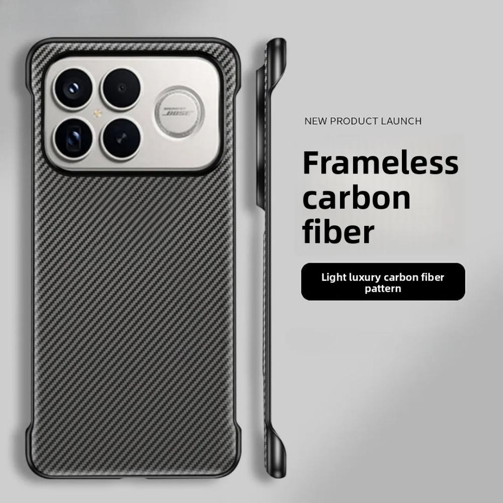 Business Carbon Fiber Texture Frameless Case For XiaoMi POCO F8 Ultra F8 Pro Anti-Drop Magnetic Charging Slim Protective Cover