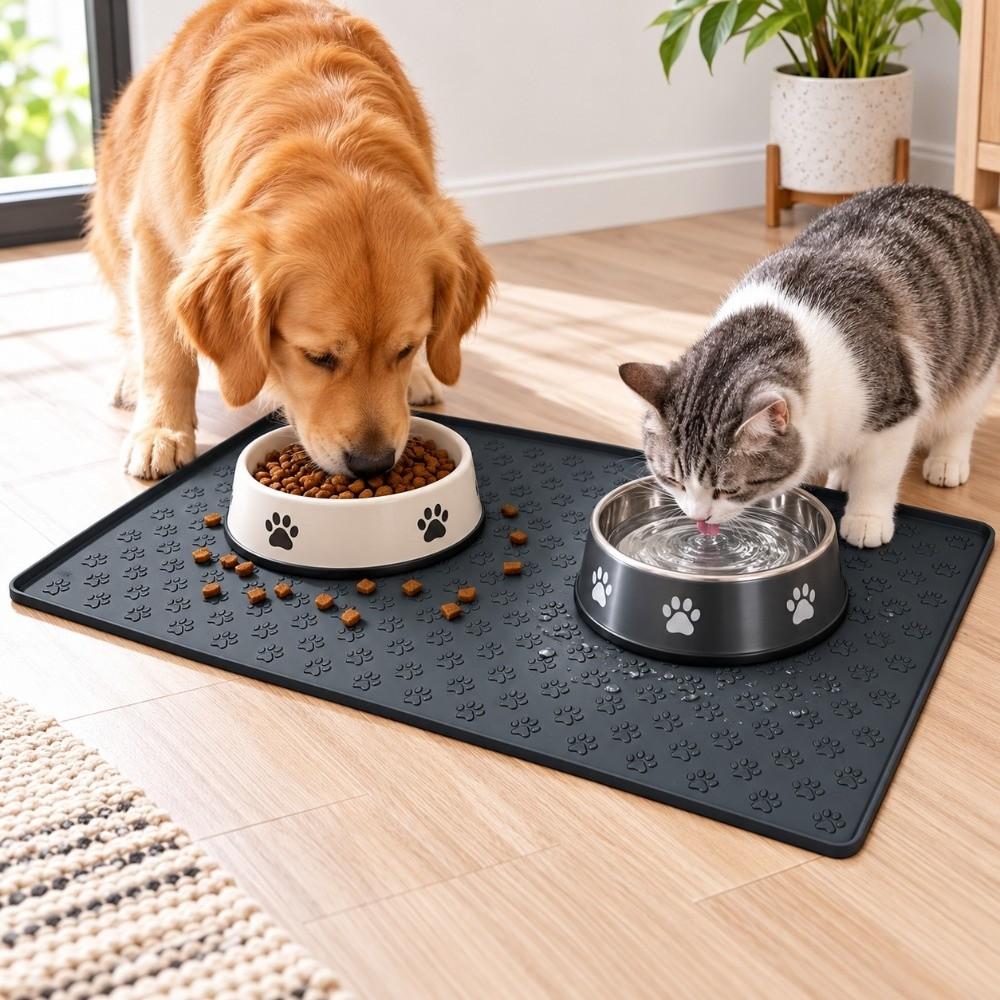 Waterproof Pet Placemat Prevent Food and Water Overflow Non-Slip Pet Feeding Mat Rectangular Durable Cat Feed Mat Dog