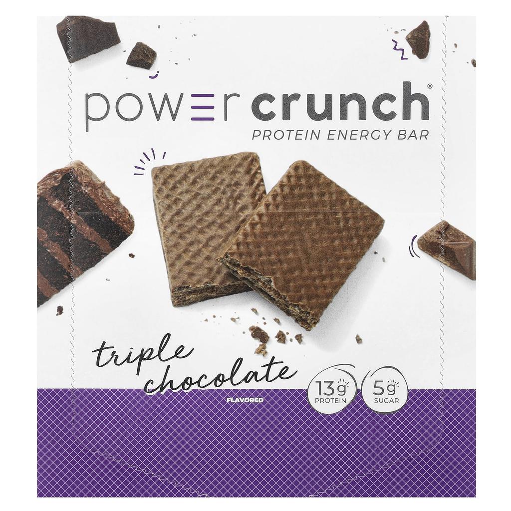 Power Crunch Protein Energy Bar, Triple Chocolate, 12 Bars, 40G (1.4Oz) Each
