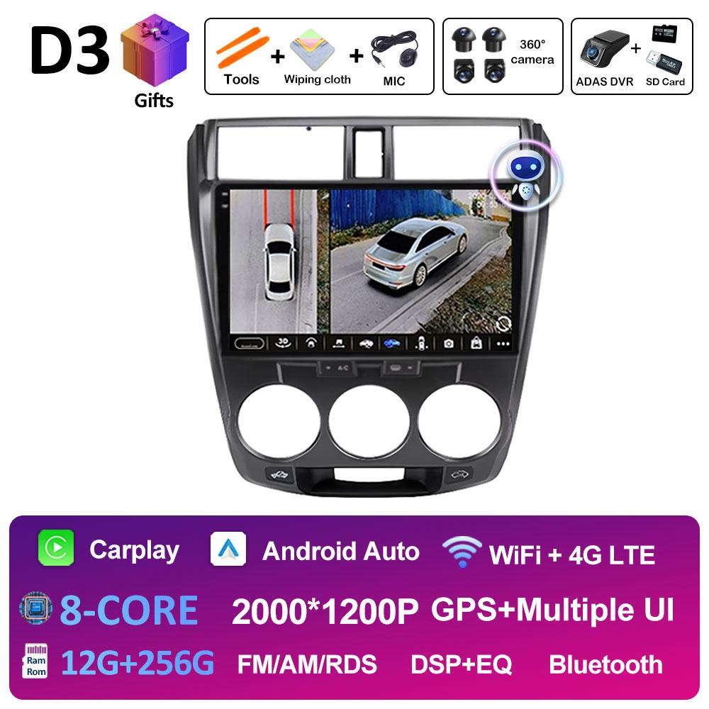 Android 14 Car Multimedia Video Radio Player For Honda City 2008 2009 2010 2011 - 2014 Wireless Carplay Autoradio Bluetooth WIFI