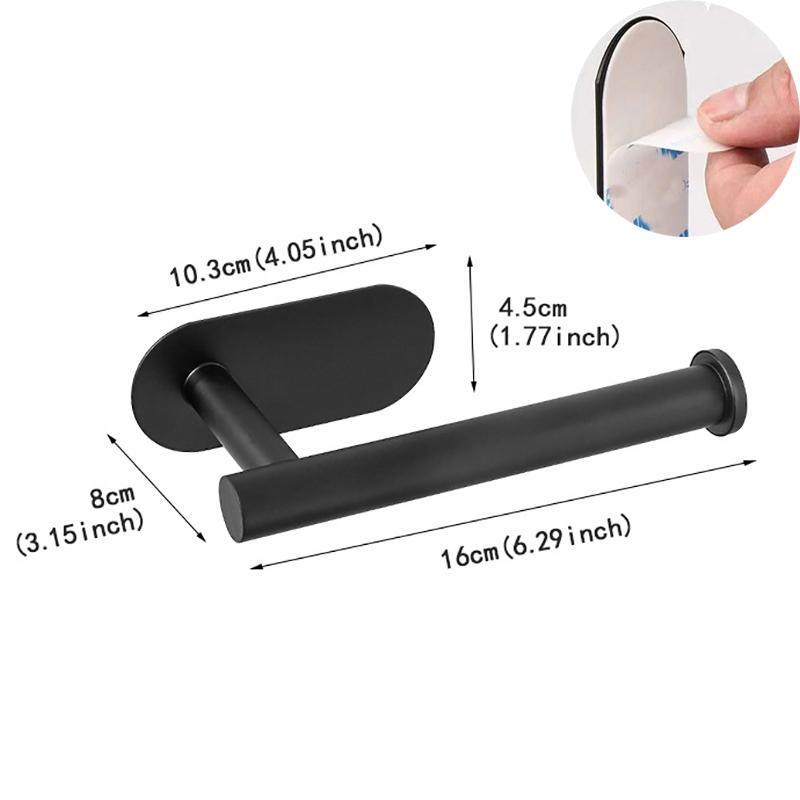 

No Punching Wall Mounted Toilet Paper Holder Rustproof Anticorrosion Stainless Steel Bathroom Kitchen Roll Paper Toilet Holder чёрный