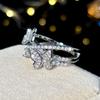 Sterling  Butterfly Rings for Women Luxury Bright Zirconia Female Aesthetic finger Band Accessories