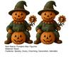 Pumpkin Man Figurine Scary Halloween Pumpkin Head Scarecrow Statue with Skull Sunflower Mini Desktop Ornament for Indoor Tabletop Mantel