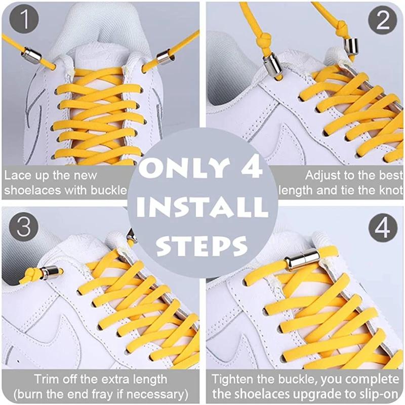 Elastic Shoelaces Round Metal Lock Shoe Laces Without Ties Convenient And Safe Lazy Shoes Lace For Sneakers Accessories