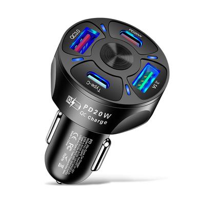 Ładowarka Samochodowa PD 60W Szybkie Ładowanie 4 Porty USB C Adaptery do Telefonu Samochodowego dla IPhone 16 15 14 Pro Max Samsung Xiaomi Ładowarka QC3.0 do Samochodu