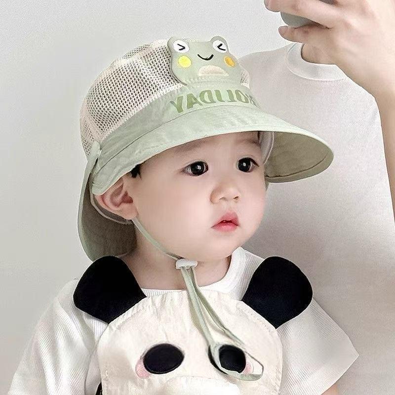 Children's Sun Protection Hat with Detachable Shawl - Wide Brim, Quick-drying, Breathable, Trendy Summer Fisherman Style for Boys and Girls.