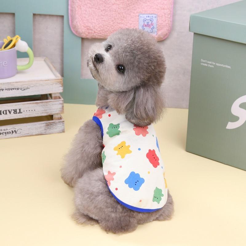 Red Cotton Pet Dog Clothes For Small Dogs Cute Cat Dog T-shirt Vest Puppy Clothes Colorful Bear Vest Fashion Puppy Clothing