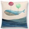 Newest Fashion Nordic Style Whale Cushion Cover Ocean Whales Home Pillow Case Linen Cotton Pillows Covers