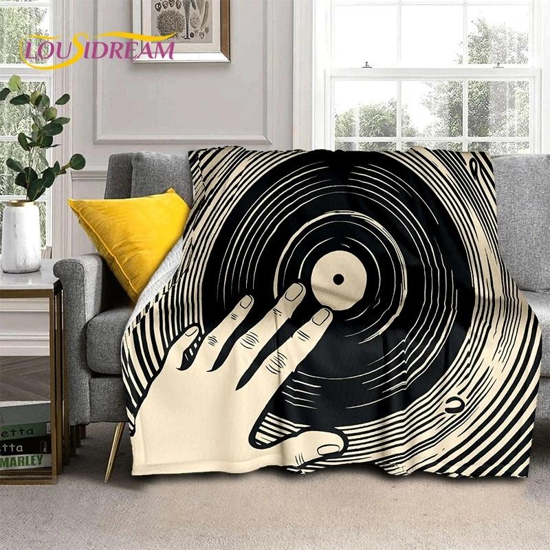 Vinylová deska Hudba DJ Displej Páska Měkká flanelová deka na postel Ložnice Pohovka Piknik, Přehozová deka na přikrytí Venkovní volný čas Dárek