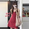 Red V-neck Sleeveless Vest Dress Children's Summer New Elegant Small A-word Short Skirt