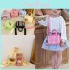 Splicing Doll Colorful Pendant Kids Pu Handbag Cartoon Casual Bag Shoulder