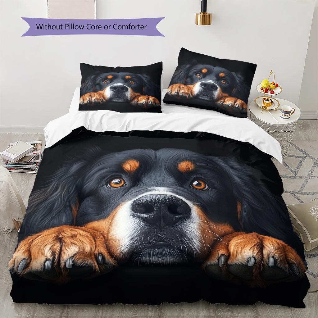 Black Bernese Mountain Dog Pattern Bedding Home Decoration Birthday Gift (1 * duvet cover + 2 * pillowcase, without core)