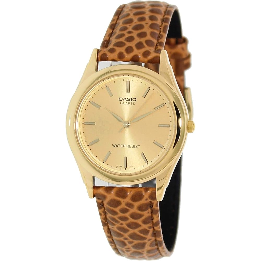 

Casio MTP1093Q-9A Men s Leather Strap Fashion Watch Gold Dial Analog Timepiece