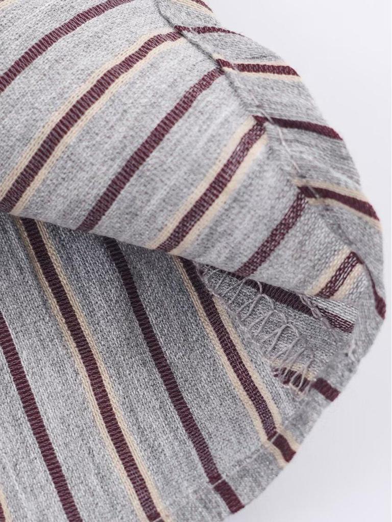 2025 Autumn Women's Slimming Double-breasted Striped Bow Shirt