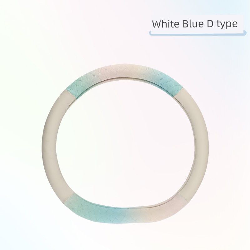 

Style Thermostatic Breathable Non-Slip Comfortable Car Steering Wheel Cover in Trendy Macaron Colors, Skin-Friendly Fabric, Suitable for All Seasons White Blue [D Type] 36Cm/38Cm(Select by Car Model)