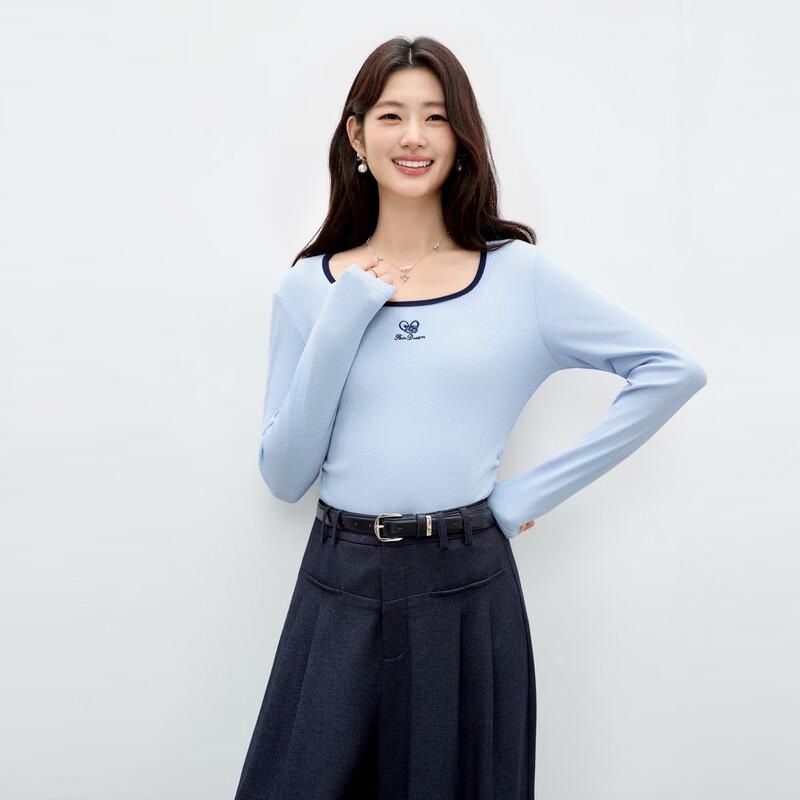 Women s Square Neck Rose Embroidered T-Shirt M