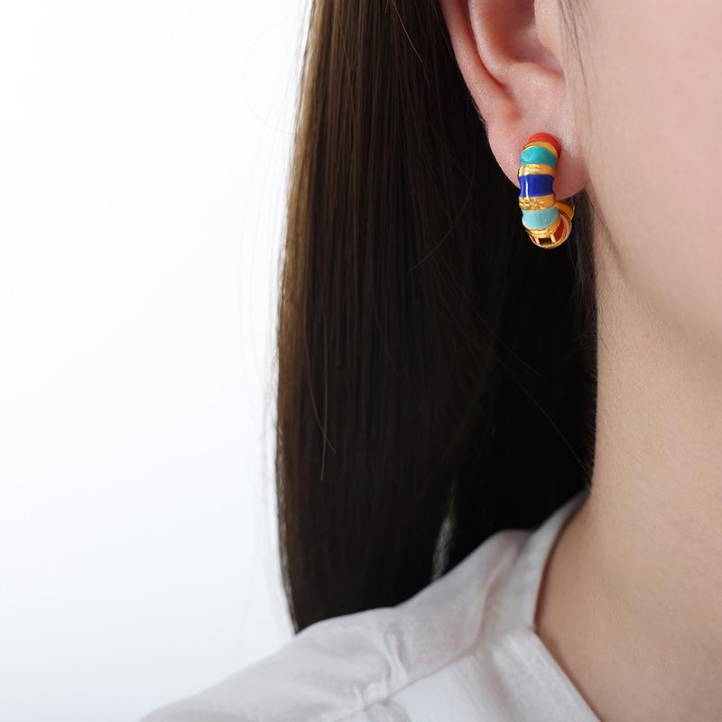 Colorful Dopamine Ear Cuff Earrings - Titanium Steel 18K Gold, Colorfast, Unique Design for Women