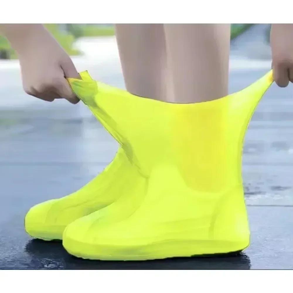 2pcs Waterproof Silicone Shoe Cover High Elasticity Neutral Rain Boots Reusable In Rainy Weather Anti Slip ShoeCover Accessories